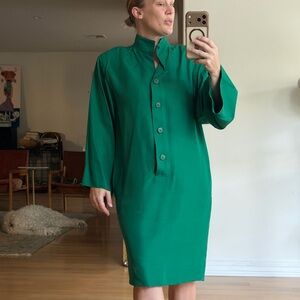 Vintage Oscar de la Renta Emerald Green Women's Designer Jacket Dress Size 10 M